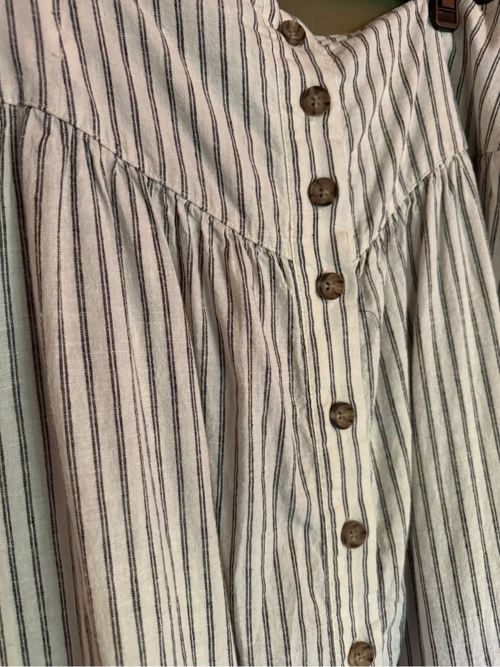 Marine Layer White and Navy Striped Midi Button-Front Skirt - Picture 3 of 4